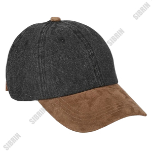 Casquette en jean SIBRIN personnalisée à 6 panneaux, visière incurvée en daim marron, pour le sport automobile, le skateboard, les activités de plein air, le streetwear, les sports décontractés, casquettes P - Product Image 1