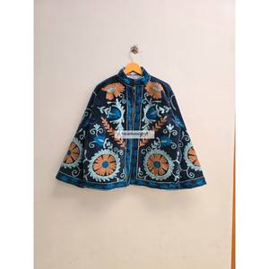 เสื้อโค้ทกำมะหยี่ปักลายดอกไม้ งานแฮนด์เมดสำหรับฤดูหนาว ดีไซน์แบบอุซเบก ซูซานี เสื้อแจ็คเก็ตสั้นสำหรับฤดูใบไม้ร่วง สไตล์โบโฮฮิปปี้ สำหรับทั้งชายและหญิง - Product Image 6