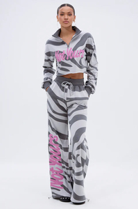 Women's Zebra Print 2-Piece Set Full Sleeve Loose Fit <b>Knitted</b> Sweatshirt Joggers Casual All Seasons <b>Animal</b> <b>Pattern</b> Long Set - Product Image 5