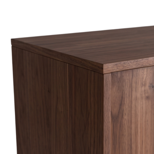 Buffet en bois de teck avec porte coulissante, commode de rangement en bois massif, meuble moderne fait main autoportant pour chambre et salon - Product Image 2