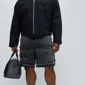 Pantalones Cortos Vintage para Hombre, Tela Vaquera de Algodón, Aspecto Desgastado, Dobladillo Desgarrado, Corte Clásico, Ideal para Uso Casual, Ajuste Transpirable y Cómodo - Product Image 6