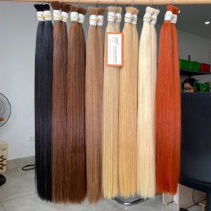 Extensiones de cabello humano recto a granel de doble estiramiento de alta calidad para trenzar sensación de mano suave sin desprendimiento sin enredos - Product Image 1