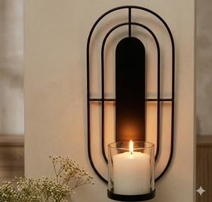 Oval Shaped <b>Black</b> Metal Hanging Candle Holder For Wedding Festive Event Luxury Handmade Candle Iron Stand For HomeDecor Tabletop - Product Image 1