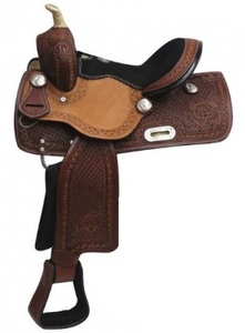 Selle de cheval western de luxe en cuir véritable, fabriquée à la main, pour le trail, le ranch et le roping, équipement d'équitation, fabricant en gros - Product Image 4