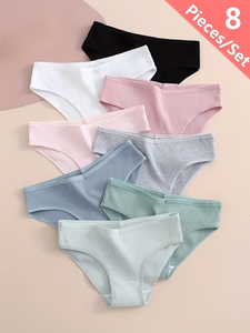 Women's High-Rise Ribbed Lift Panties Breathable Comfortable Stretch Daily Home Solid Color Briefs 1pc Fall Winter Underwear - Product Image 4