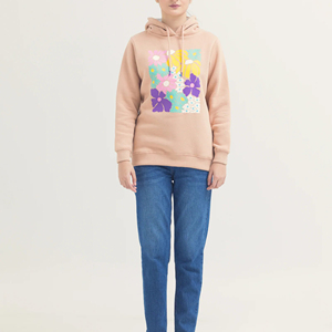 Sudadera con Capucha para Mujer, Estampado Floral, Algodón y Bambú, Tejido de Punto, Casual, Holgada, Estilo Urbano, para Primavera y Otoño - Product Image 1