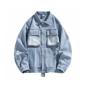 Veste en jean durable pour homme, vêtement d'extérieur en jean bleu, streetwear tendance, fermeture boutonnée, manteaux décontractés, vêtements de haute qualité - Product Image 2