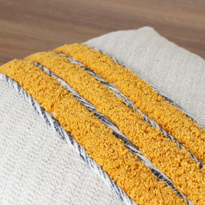 Hand Tufted Texture Boho Ivory and Mustard Yellow Fringe <b>Cushion</b> <b>Cover</b> Handmade Decorative Pillow Case for Sofa Bedroom Living - Product Image 4