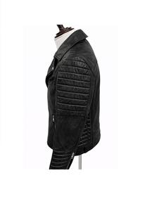 Veste en cuir de mouton unie pour homme, tendance 2025, lavée et cirée, semi-végétale - Product Image 3