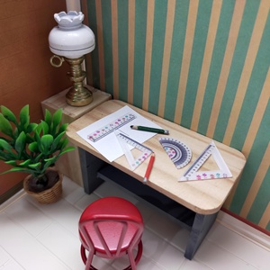 Ensemble de papeterie miniature en plastique à l'échelle 1:12 avec règle ensemble rapporteur carré-jouet de meubles pour la décoration de maison de poupée - Product Image 5