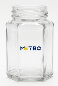 Premium 200 ML Hexa Glass <b>Jar</b> Food Safe Airtight Lid Honey <b>Jam</b> Spice Storage Container for Home Kitchen Use - Product Image 1