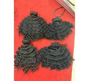 Cabello Humano Virgen Rizado Indio Crudo a Precio de Fábrica, Trama de Cabello Humano de 10-32 Pulgadas, Paquetes de Cabello Humano con Doble Cosido a Máquina, Envío Rápido, Cabello Humano de Donante - Product Image 1