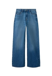 Jean en denim foncé taille haute coupe droite pour femme, coupe ample, longueur intégrale, style décontracté, 100 % coton, couleur unie, respirant - Product Image 3
