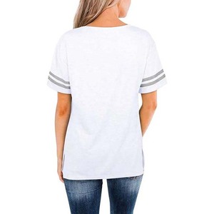 OEM Custom <b>White</b> Gray Color Block <b>Short</b> <b>Sleeve</b> T-<b>Shirt</b> O-Neck Loose Fit Casual Knitted Breathable Spring Summer Style - Product Image 2
