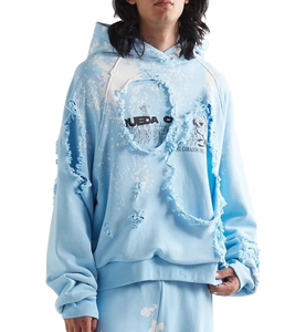 เสื้อฮู้ดดี้ทรงบ็อกซี่โอเวอร์ไซส์ ผ้าฝ้าย 100% หนานุ่ม ดีไซน์สั่งทำพิเศษ ซักฟอกสีซีดแบบวินเทจ ปักลาย แต่งดีเทลขาดๆ สำหรับฤดูหนาว - Product Image 3