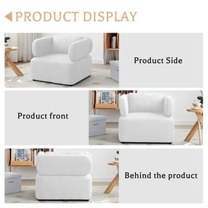 Mid Century Teddy Velvet Reading Armchair Accent Chair with Thickened <b>Cushions</b> and Upholstered <b>Padded</b> Seat for Living Room - Product Image 4