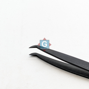 Pinzas de Precisión para Pestañas de Acero Inoxidable, Negras, Curvas, Punta Lisa, 10 mm - Product Image 3