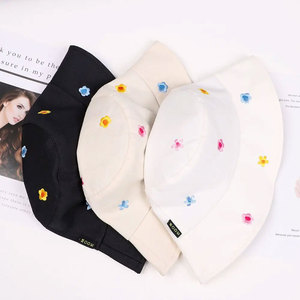 Unisex Floral Embroidery Bucket <b>Hat</b> Cotton Canvas Casual Wear Spring Summer 56-58CM Adult Cotton <b>Hats</b> - Product Image 6