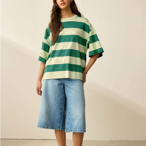 T-shirt ample en toile pour femme, manches courtes, couleur personnalisable, respirant, 100% coton, haute qualité - Product Image 4