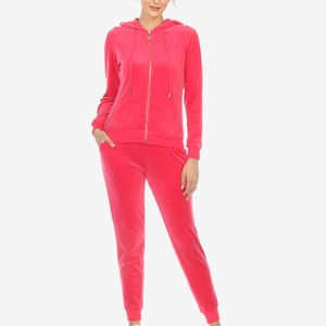 Conjunto Deportivo con Capucha Rosa para Mujer, Cierre Completo con Cremallera, Bolsillos Laterales, Transpirable, Informal, Invierno, 100% Algodón, Impermeable - Product Image 5