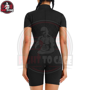 2026 Wholesale Rate Custom Made Women Sleeveless Mock Neck Gym Yoga <b>Workout</b> Bodysuit Front Zipper In Black Color <b>Jumpsuits</b> - Product Image 2