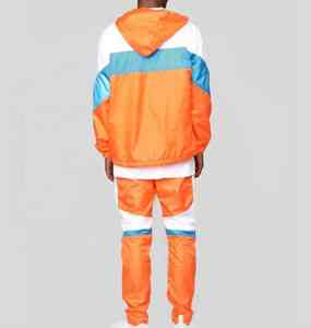 Survêtement coupe-vent en nylon avec logo personnalisé, veste zippée et pantalon pour homme, vêtements de sport respirants et doux, ensemble deux pièces OEM - Product Image 3