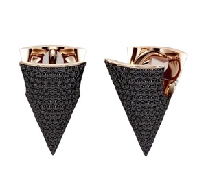 Boucles d'oreilles uniques en diamant noir de créateur Moissanite Boucles d'oreilles noires en argent sterling 925 Boucles d'oreilles en forme de cône pour femmes - Product Image 1