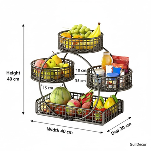 Fruit Basket <b>Stand</b> 4 Tier Metal Wire Rectangular Kitchen Storage Organizer Fruit <b>Vegetable</b> Rack Countertop Produce Storage Shelf - Product Image 3