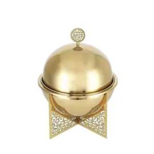 Luxury Gold Stainless Steel Sphere Chafing Dish Insulated Hot <b>Pot</b> Food Warmer Serving Bowl With Artistic Laser Cut Base <b>Lid</b> - Product Image 1