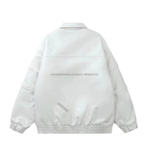 เสื้อแจ็คเก็ตหนังบุรุษแบบมีปกตั้ง  โลโก้ด้านหน้า  กระเป๋าหลายช่อง  กันลม  สไตล์นักขี่มอเตอร์ไซค์  แบบสั่งทำพิเศษสำหรับฤดูหนาว - Product Image 2