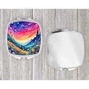 Espejo de maquillaje de viaje compacto Campanula colorido, espejo de bolsillo de mano plegable para mujeres y niñas, Idea de regalo decorativa - Product Image 4