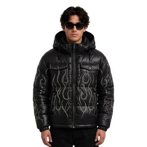Custom Ice Blue Washed Texture 100% Polyester Hooded Puffer <b>Jackets</b> Glossy Quilted Design <b>Mens</b> Streetwear <b>Jacket</b> - Product Image 6
