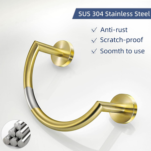 Wall Mounted Stainless Steel <b>Towel</b> Ring Bathroom <b>Hand</b> <b>Towel</b> <b>Holder</b> Modern Round <b>Towel</b> Hanger for Bathroom Kitchen Hotel Decor - Product Image 6