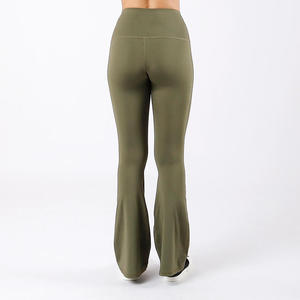 Pantalon de yoga évasé à taille mi-haute à motif écossais, respirant, léger, en Spandex, extensible dans les quatre sens, toucher confortable, effet ventre plat, avec cordon de serrage - Product Image 6