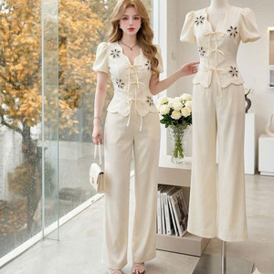 Two Piece Summer Casual Skinny Cotton Eco-Friendly Washable Women's Clothing <b>Set</b> Comfortable Natural Fashion Customized Long - Product Image 2