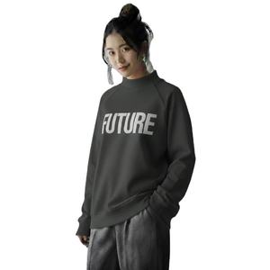 Womens <b>Black</b> Mock Neck Sweatshirt Letter Graphic Print <b>Long</b> Sleeve Fleece Pullover Relaxed Fit Casual <b>Top</b> - Product Image 1