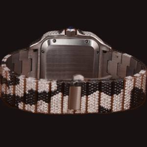 Relojes de Estilo Hip Hop con Diamantes Moissanite Certificados en Blanco y Negro, Esfera Cuadrada de Cristal, Fecha Automática, Personalizados y Totalmente Adornados con Piedras - Product Image 3