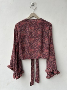 Women <b>Silk</b> <b>Top</b> Vintage Style Retro Bell Sleeve Women <b>Crop</b> <b>Top</b> Vacation Wear Tank <b>Top</b> - Product Image 5