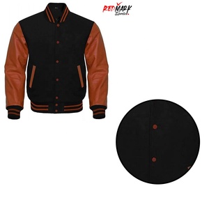 2023 Design personnalisé Varsity Bomber Jacket pour hommes haute couture Premium toile tissu col montant noir marron Collection hiver - Product Image 6