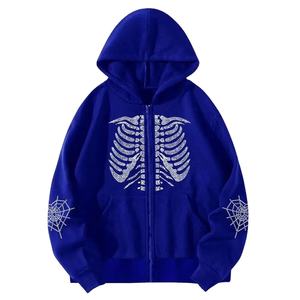 2024 Unisex Pullover Hoodie personalizado impreso algodón Spandex francés Terry sudadera Rhinestone Zip tejido de ganchillo bordado - Product Image 1
