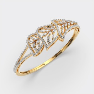 IGI Certified Marquise & Round <b>Leaf</b> Cluster Designer Diamond Bracelet in 18K Yellow / White / Rose Gold - Product Image 2