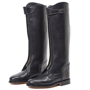 Bottes d'équitation pour hommes, bottes de cowboy respirantes en cuir véritable marron à lacets, bottes longues jusqu'au genou - Product Image 3