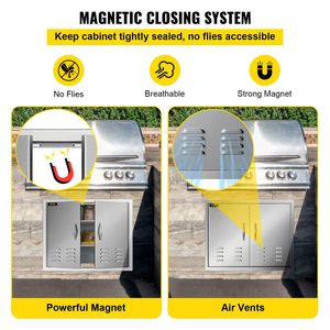 30W X 21H pollici doppia porta con prese d'aria in acciaio inox porte da cucina all'aperto per BBQ isola porta di accesso di stoccaggio per BBQ isola - Product Image 6