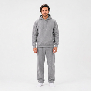 Chándal Unisex Gris con Capucha, Reversible, Ecológico, de Color Sólido, Largo, Informal, 100% Algodón Transpirable - Product Image 2