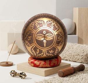 Cuenco tibetano hecho a mano con mantra budista Om Mani Padme Hum, diseño de mandala, cuenco tibetano tradicional nepalí con Om Mani Padme Hum - Product Image 6
