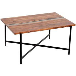 Table basse moderne de la collection River au design luxueux Tables centrales en bois d'acacia Pieds en métal 36x24x18 Meubles de maison pour le salon - Product Image 1
