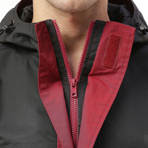 Men's Hooded <b>Waterproof</b> <b>Jacket</b> Color Blocking <b>Red</b> Black Sporty Winter Outerwear Zipper Closure Regular Fit Polyester Shell - Product Image 5