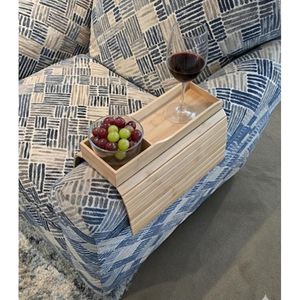 Vassoio Poggiabraccio in Bambù per Divano, Pieghevole 16,5 X 13 X 2 Pollici, Tavolino da Divano con Base Antiscivolo e Portabicchieri - Product Image 1