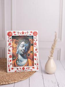 Fashionable White Marble Photo <b>Frame</b> With Gold Strips Elegant Natural Stone <b>Design</b> For Luxury Home Decor Office Display - Product Image 4