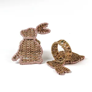 Anillo de Servilleta de Ratán Personalizado, Decoración de Mesa de Mimbre Natural, Anillo de Servilleta de Conejo de Ratán para Mesa de Comedor, Restaurante - Product Image 1